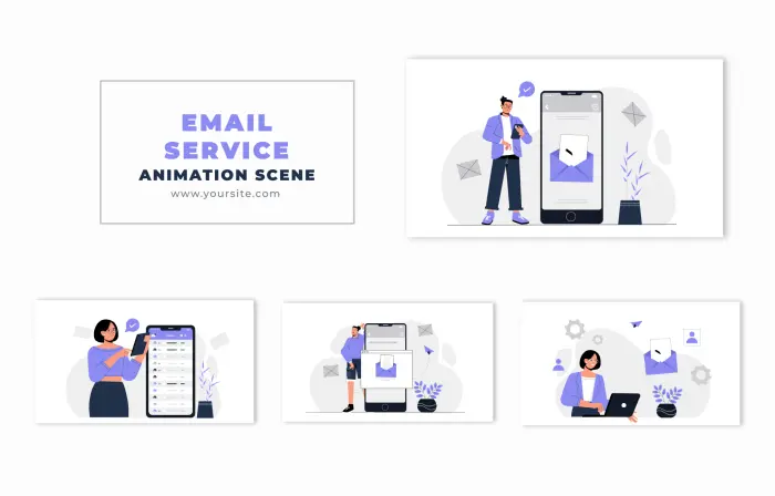 Email Marketing Service Flat Design Animation Scene